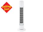 White tower fan with a red 'Selling fast' label