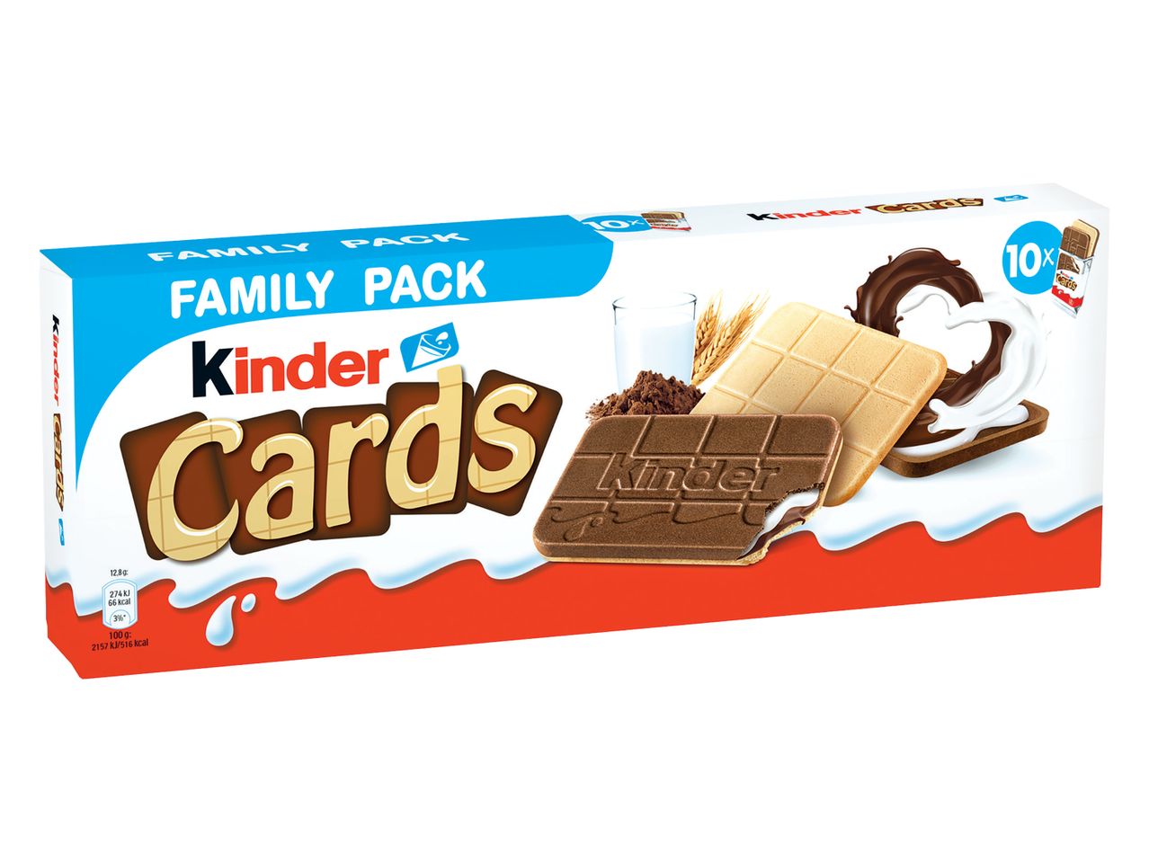 Družinska embalaža Kinder Cards vafljev.