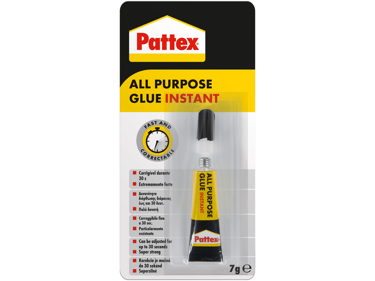 Cola instantânea multiuso Pattex, 7g.