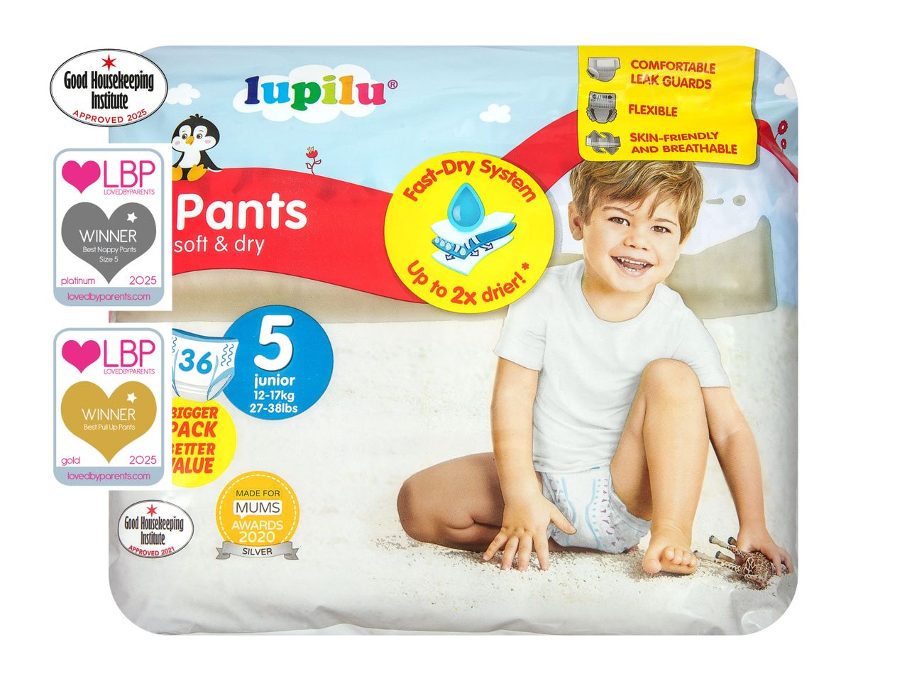 Lupilu Pants size 5 baby diapers, featuring a playful design.