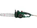 Green electric chainsaw by PARKSIDE® (model PEKS 2200 B1) with an orange cord.