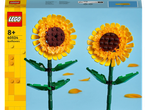 LEGO Sunflowers 40524, un set di due girasoli costruibili su sfondo blu.