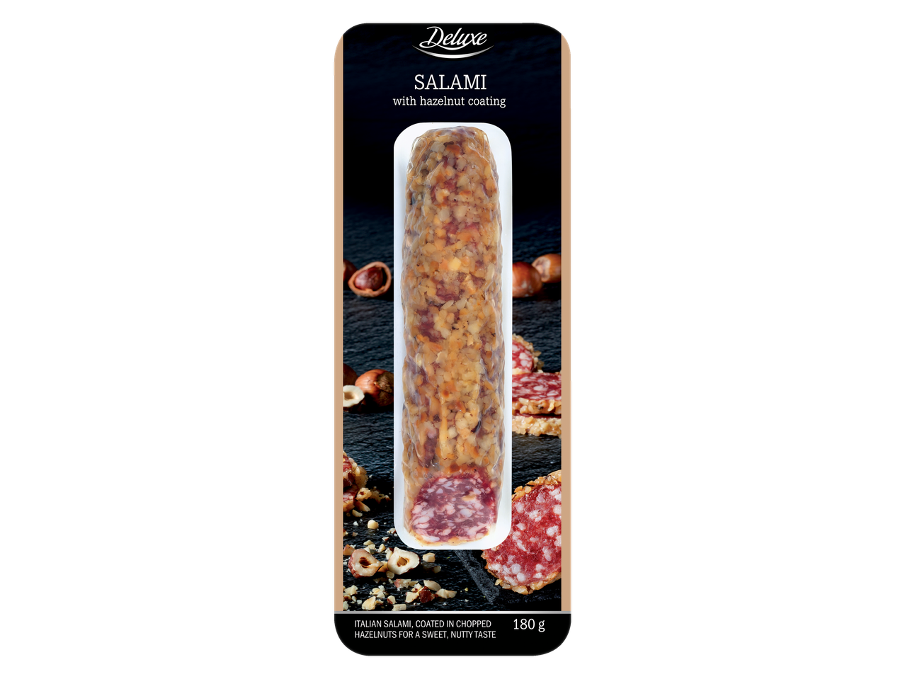 Deluxe Salami ar lazdu riekstu pārklājumu, 180g