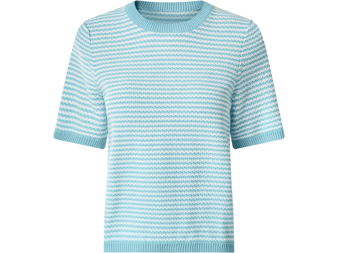 ESMARA moteriška ažūrinė palaidinė su šviesiai mėlynais ir baltais dryžiais