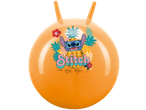 Oranžinis šokinėjimo kamuolys su Stitch personažu ir tropiniu dekoru.