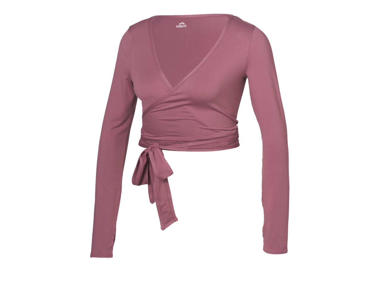 Розова дамска блуза с дълъг ръкав и връзки на талията.