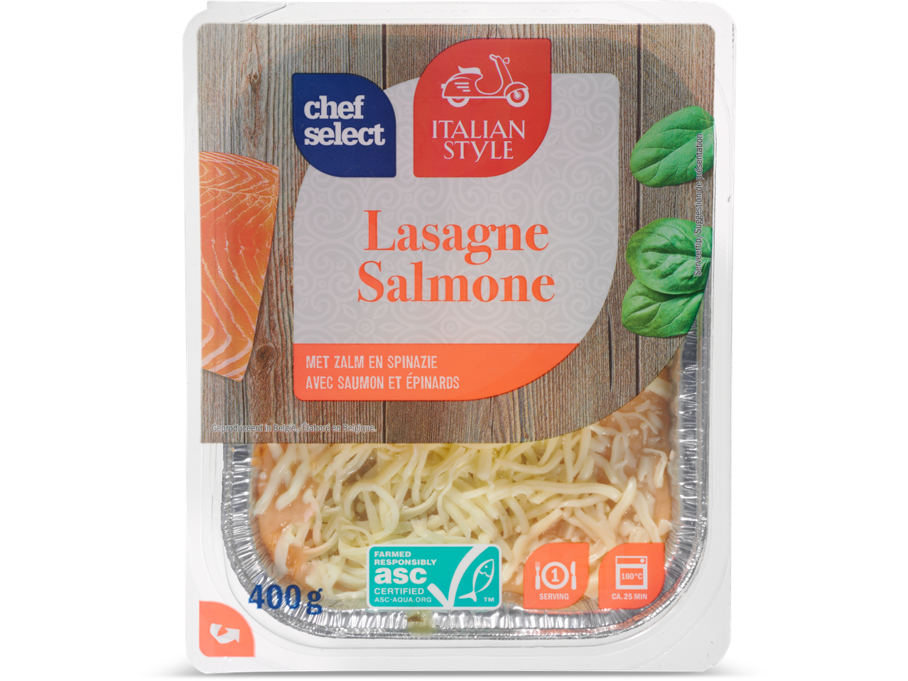 Chef Select Lasagne Salmone, met zalm en spinazie, 400g, Italiaanse stijl