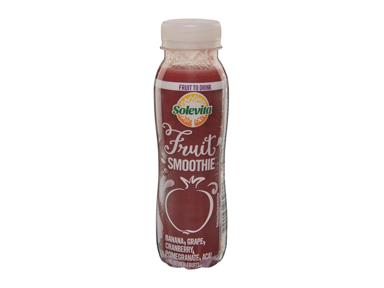 Solevita gyümölcssmoothie: banán, szőlő, áfonya, gránátalma, acai.