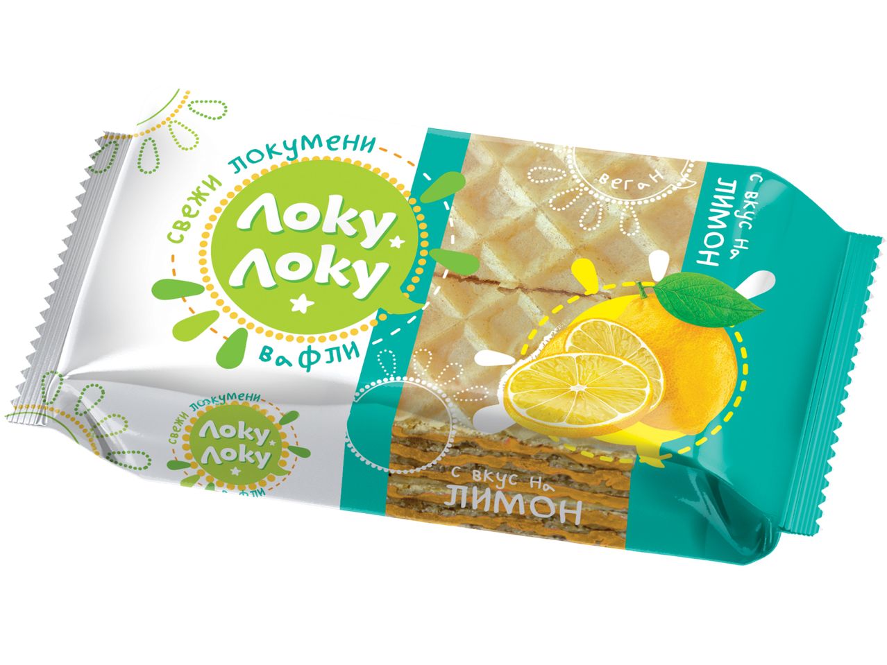 Опаковка вафли Loky Loky с вкус на лимон.