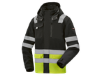 PARKSIDE PERFORMANCE® Men's Soft Shell Jacket, black with reflective stripes and yellow accents.