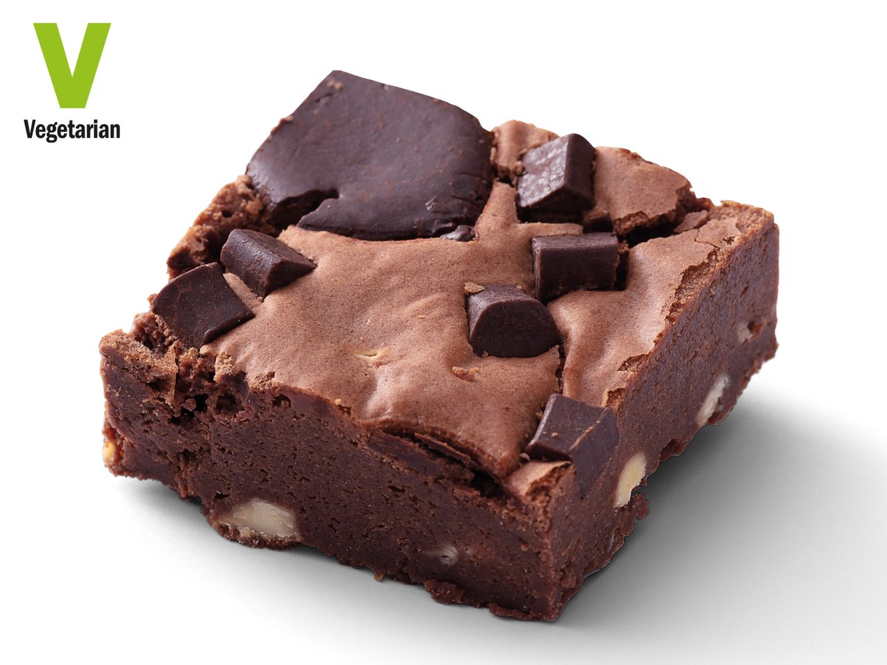 Vegetarian brownie with chocolate chunks.
