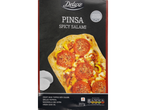 Deluxe Pinsa Spicy Salami with a focaccia-style base, grilled peppers, mozzarella, and olive oil.