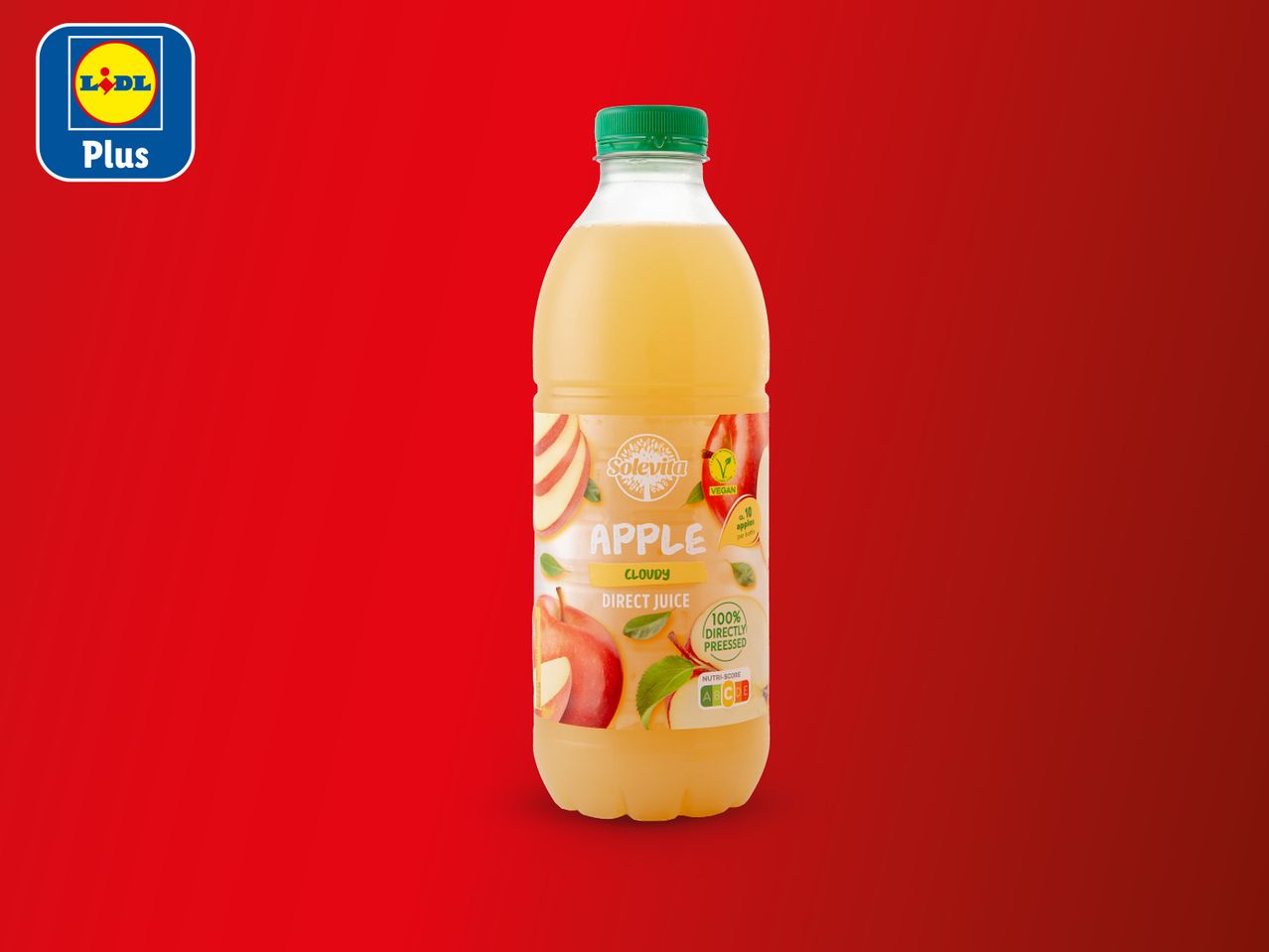 Boca SoleVita mutnog soka od jabuke s logotipom Lidl Plus.