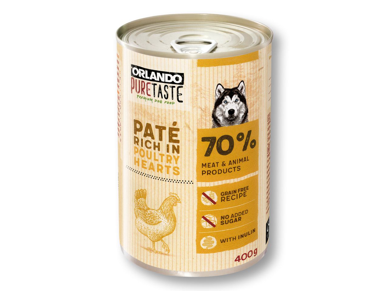 Пастет Orlando PureTaste за кучета, 70% месо и животински продукти.