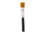 Flat artist's paint brush with orange bristles and a black handle