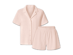 Pyjama-Set aus Musselin in Rosa, bestehend aus einem kurzärmeligen Hemd und Shorts.