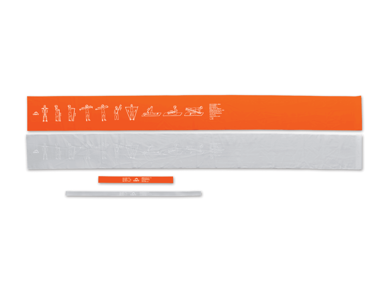 Crivit Fitnessbänder mit Übungsanleitungen und Herstellerinformationen