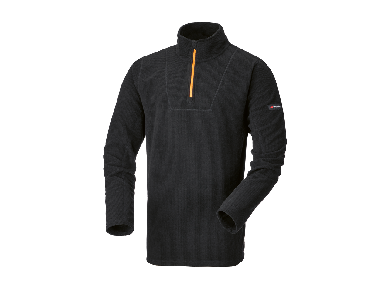 Parkside® vīriešu melns flīsa džemperis ar oranžu rāvējslēdzēju
