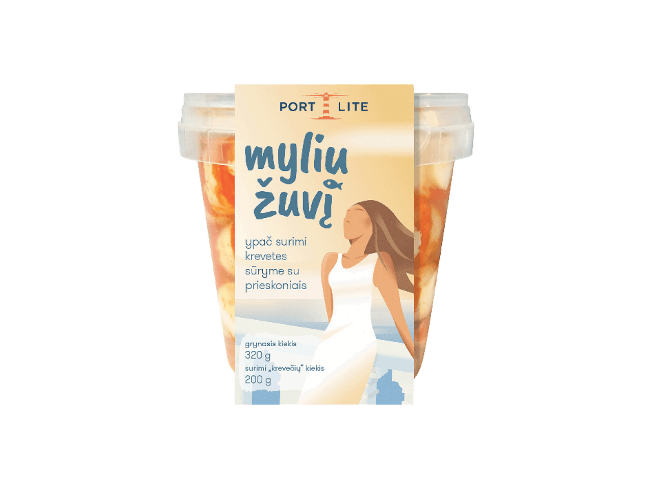 PORT LITE surimi krevetės sūryme su prieskoniais, 320 g.