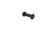 A black 1kg Crivit dumbbell with a soft, matte finish.