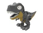 A cute, cartoonish gray Tyrannosaurus Rex toy.