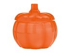Orange pumpkin-shaped candy jar with a lid