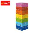 Rainbow-colored stacking blocks featuring Paw Patrol characters, with a red logo in the top left corner.