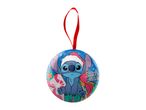 Stitch Christmas ornament with Stitch wearing a Santa hat and surrounded by gifts.