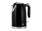 Black electric kettle with silver accents