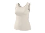 Cream ribbed tank top with a scoop neck