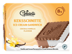 Sanduíches de sorvete Gelatelli Kekschnitte: sabor cacau e baunilha.