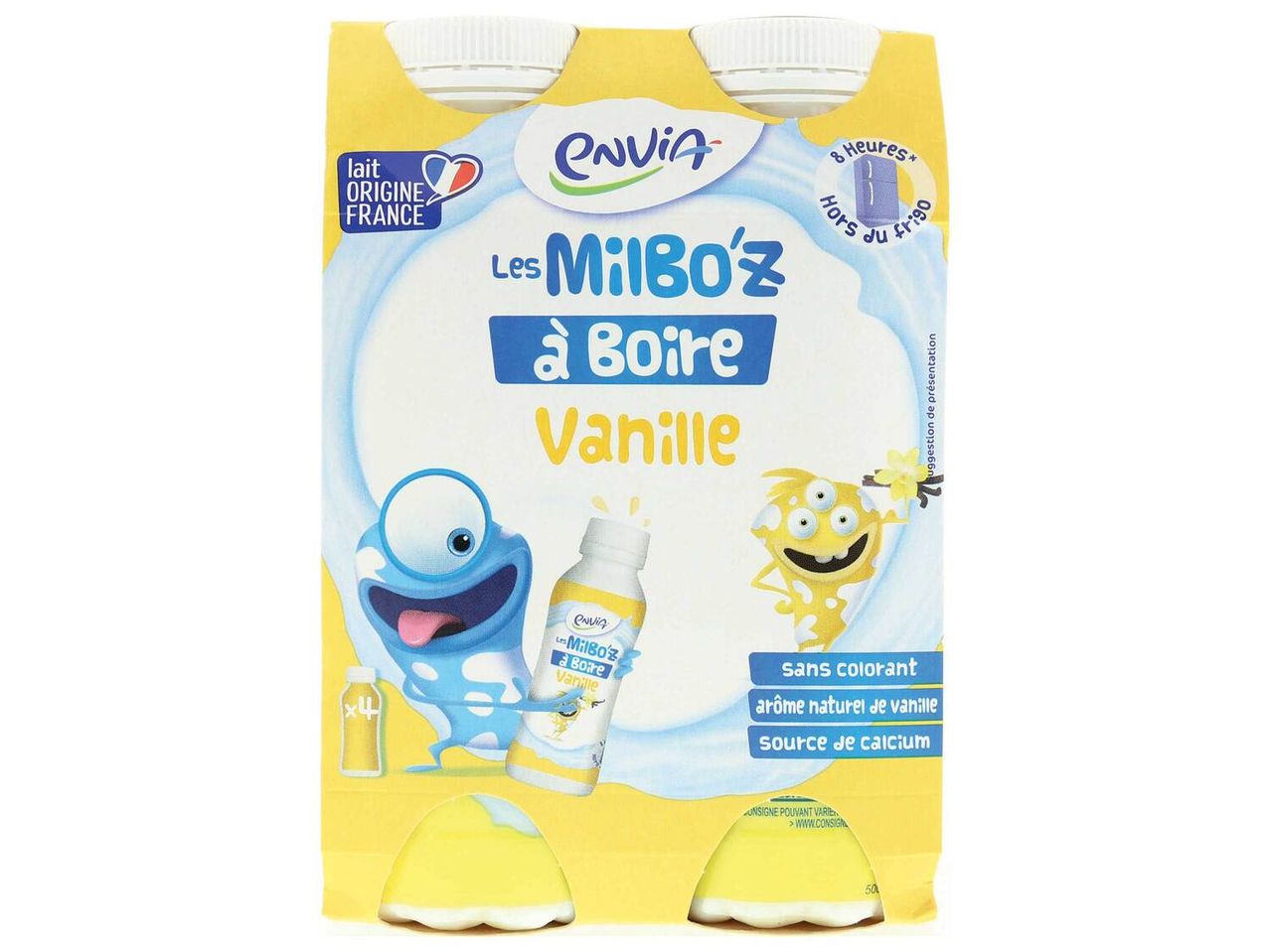 Yaourts à boire Envia Milbo'z vanille, lot de 4.