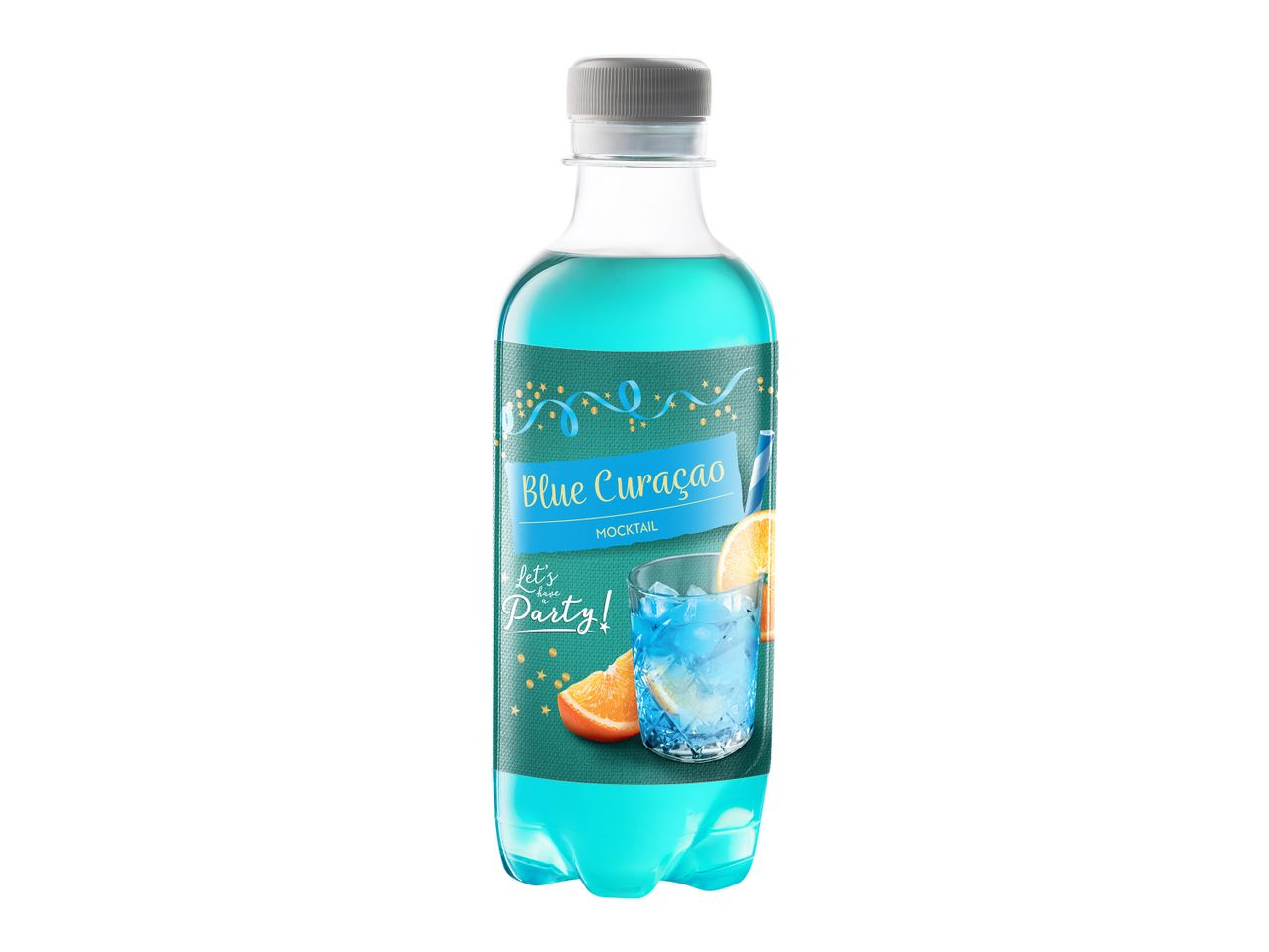Μια φιάλη Blue Curaçao mocktail.