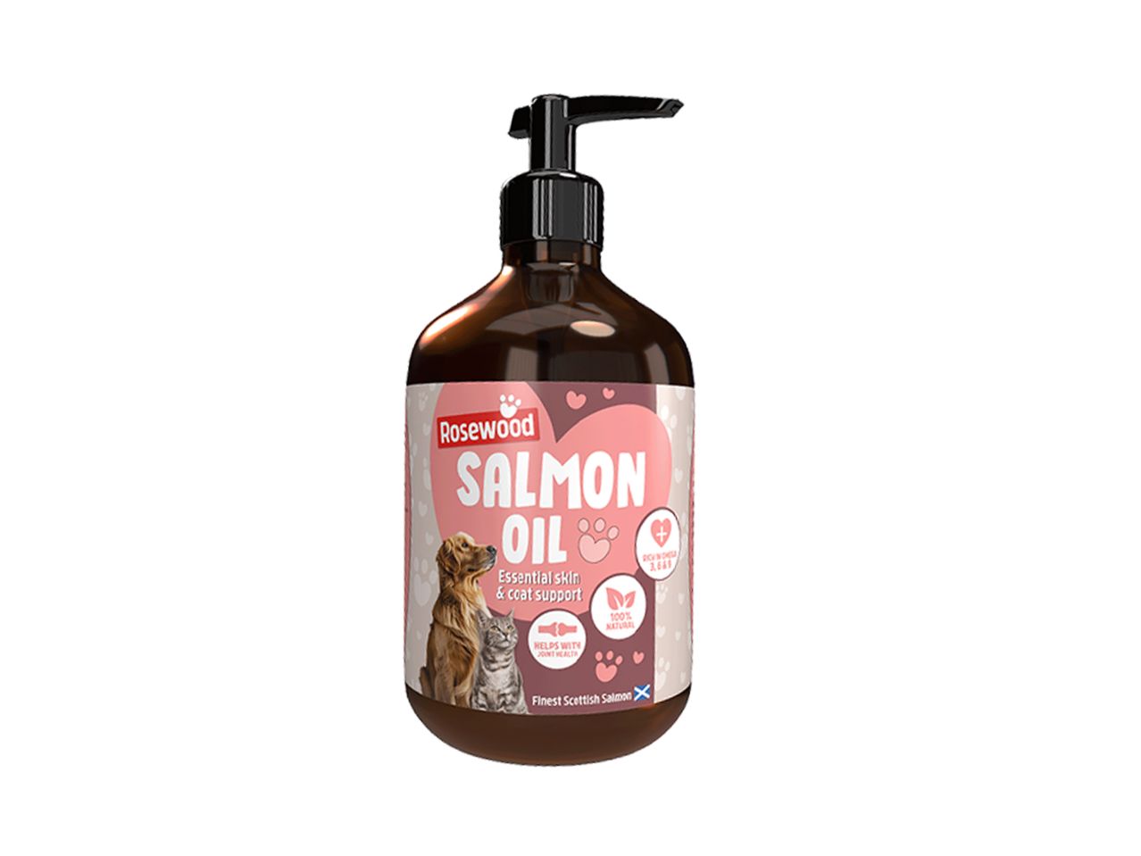 Rosewood Salmon Oil for pets, supports skin & coat, helps with joint health.