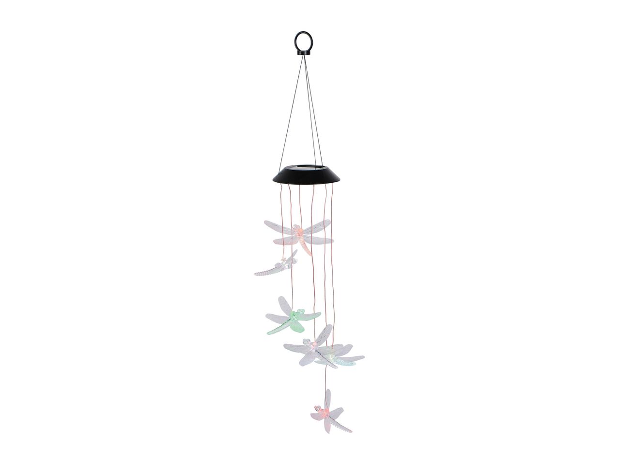 Solar-powered dragonfly wind chime.