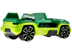 Carro de brinquedo Hot Wheels verde com a inscrição 'DRONE'