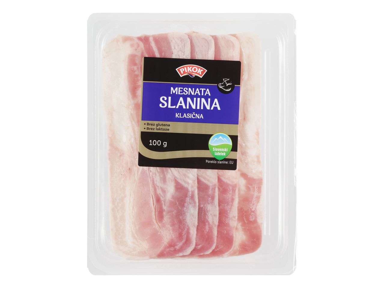 Pakiranje Pikok klasične mesnate slanine (100 g).