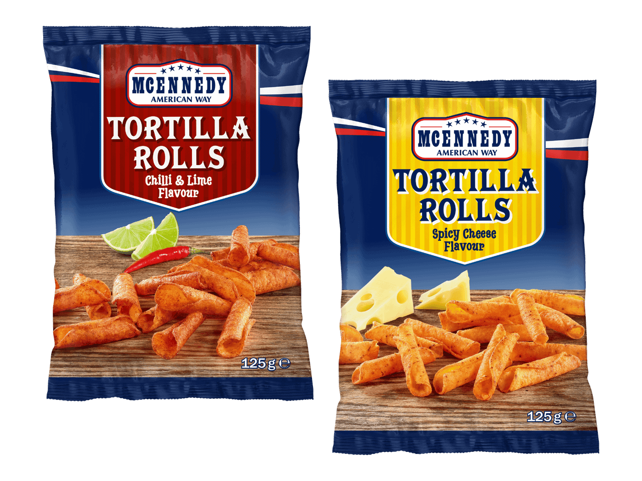 McKennedy Tortilla Rolls: Chili-lime ja tulisessa juustokastikkeessa.