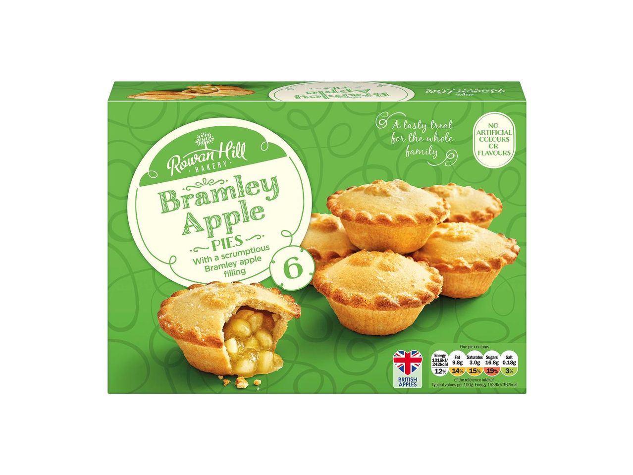 Go to full screen view: Rowan Hill Bakery 6 Bramley Apple Pies - Image 1