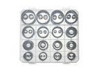 Set guarnizioni o O-Ring in una scatola di plastica.