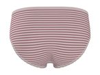 Striped women's briefs in pink and white, back view.