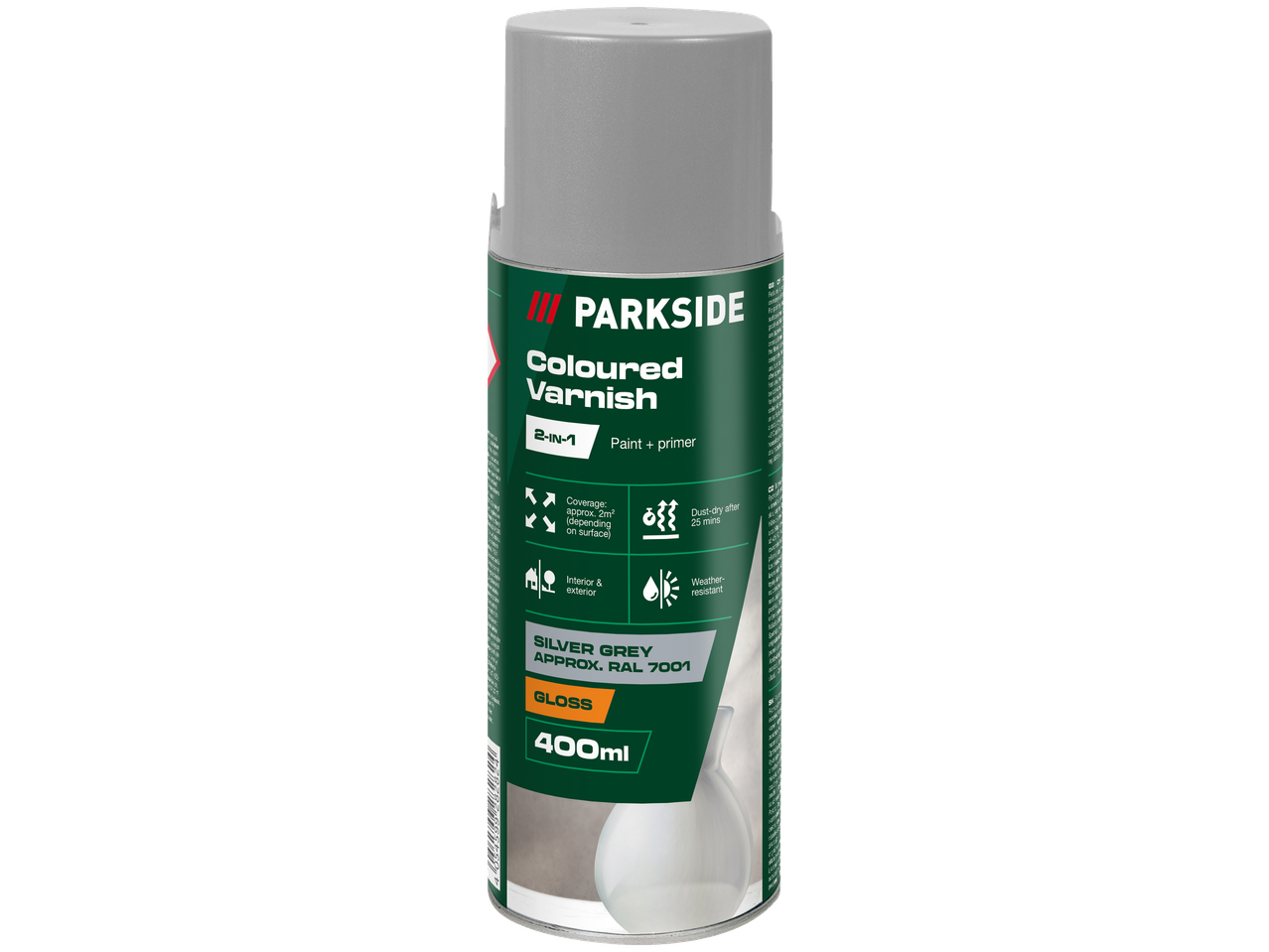 PARKSIDE krāsainā laka, sudrabpelēka, 400 ml