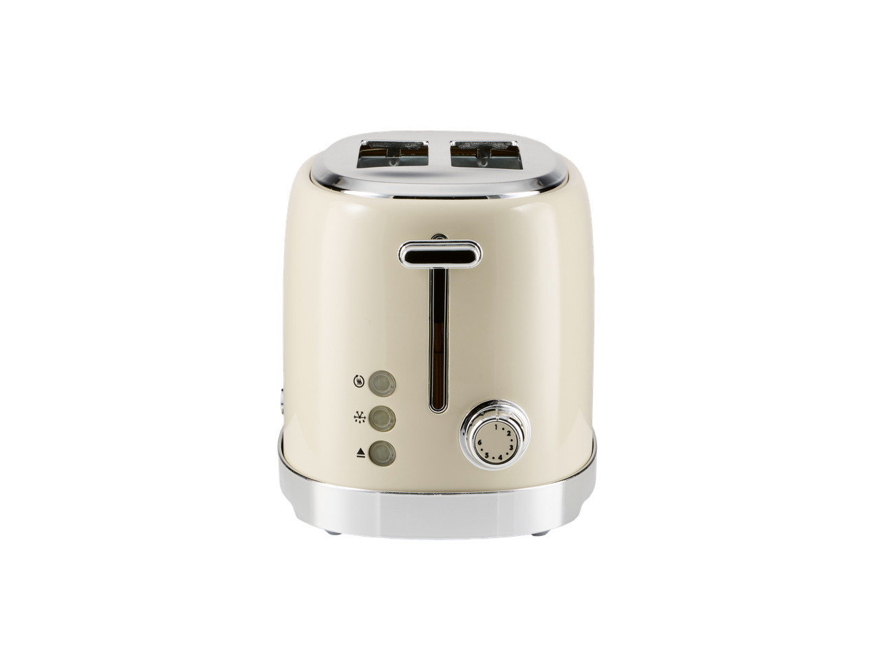 Prăjitor de pâine SILVERCREST® crem, cu două fante și butoane cromate.