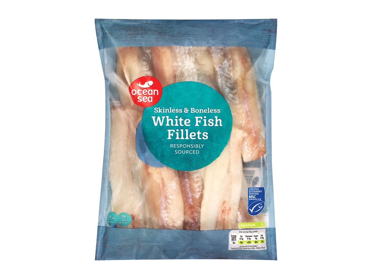 Ocean Sea skinless & boneless white fish fillets.
