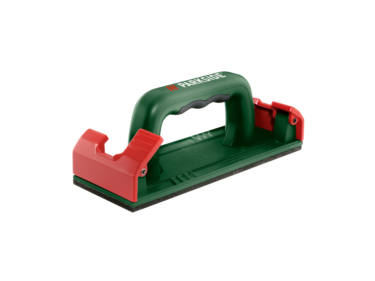 PARKSIDE rankinis šlifavimo blokas žalios ir raudonos spalvos.