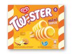 En pakke med seks Twister Mini Tropical ispinde.
