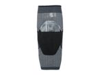 Black and white patterned elbow support with a clear gel pad and black hook-and-loop closure.