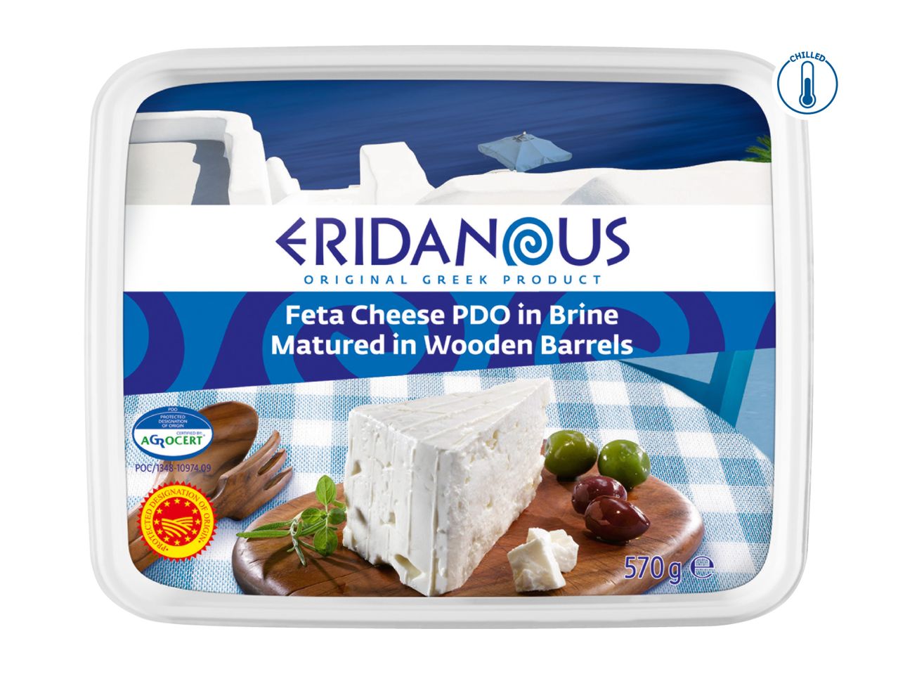 Eridanous Feta Cheese PDO in Brine, Matured in Wooden Barrels, 570g