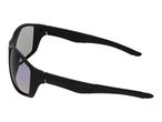 Black sports sunglasses with mirrored lenses, viewed from above.