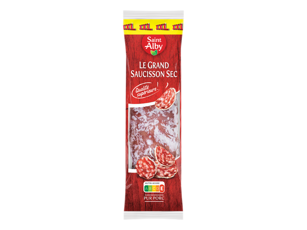 Saucisson sec de qualité supérieure, avec Nutri-Score E, pur porc.